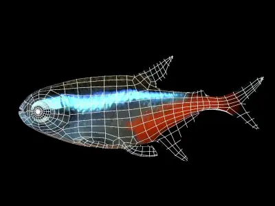 Neon Fish Low-poly 3D model