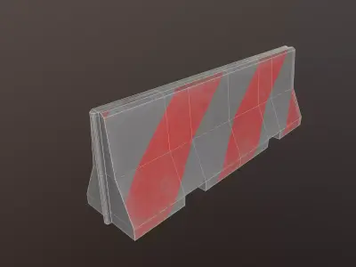 Concrete road barrier 3D low poly Low-poly 3D model