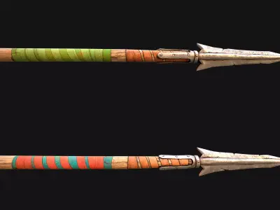 Medieval Wooden Spear Lance Weapon Armory Low-poly 3D model