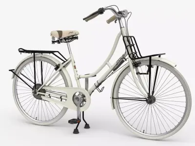White  Vintage City Bicycle 3D model