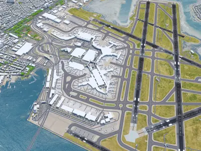 Boston Logan Airport 10km Low-poly 3D model
