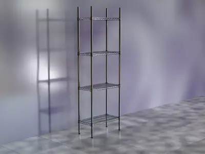 Wire Shelves - 24 inches X 12 inches X 72 inches in chrome Low-poly 3D model