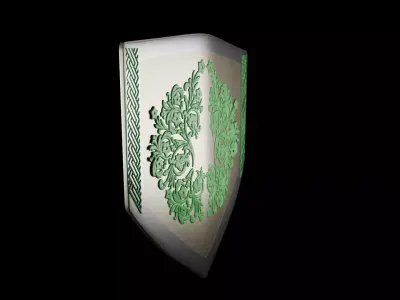 Unique Green Patterned Shield Low-poly 3D model