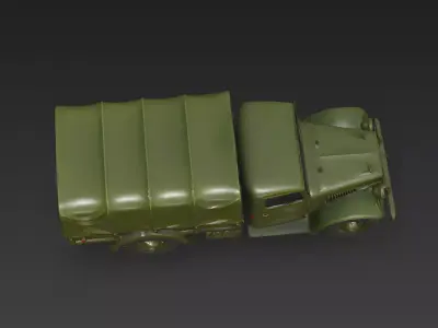 WWII 2-5 Ton Military Cargo Truck 3D Model Low-poly 3D model