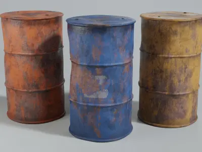 Old Metal Barrels Low-poly 3D model