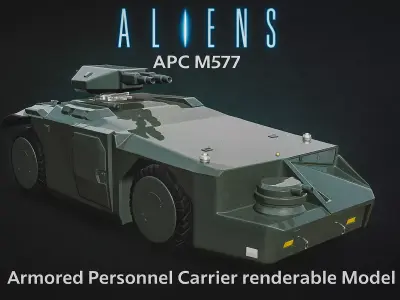 Aliens APC M577 Armored Personnel Carrier renderable Low-poly 3D model
