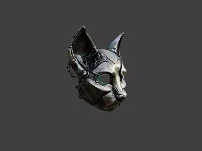 Ironclad Cat Mask Low-poly 3D model