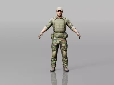 Low Poly Basic Soldier Character Low-poly 3D model