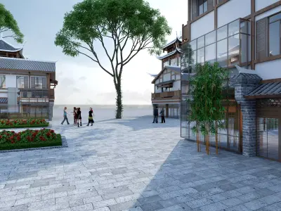 Chinese architecture Low-poly 3D model purchase