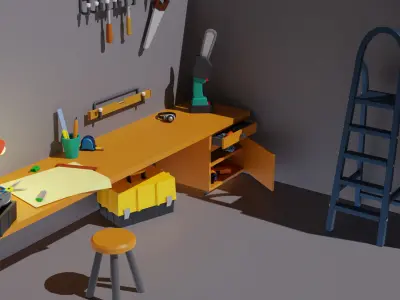 Workshop Low-poly 3D model get