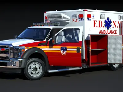 Ambulance EMS FDNY  Low-poly 3D model