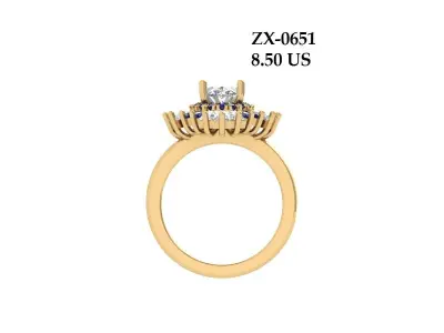Oval Art Deco Ring 3D print model 4