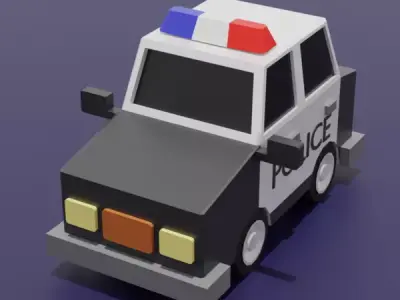 Low Poly Police Car 3D Model Stylized Game Ready Asset Low-poly 3D model