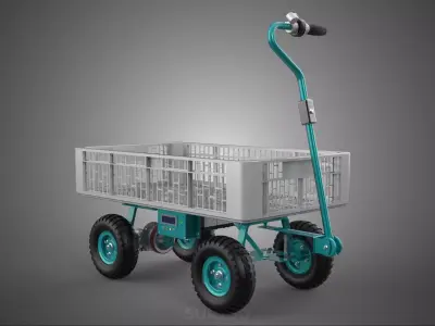 ELECTRIC UTILITY CART TROLLEY PLASTIC LATTICE RACK BASKET CRATE 3D model