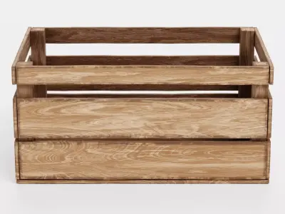 Wooden Box V2 - Open Slatted Storage Crate 3D model