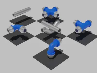 Seamless Tiled Pipes Low-poly 3D model