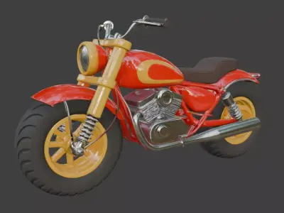 Cartoon Red Chopper Motorcycle 3D Model 3D model by im3dking