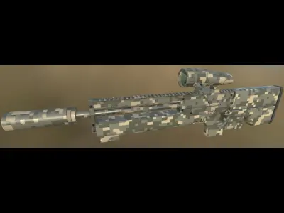 WD3000 Sniper Rifle Low-poly 3D model