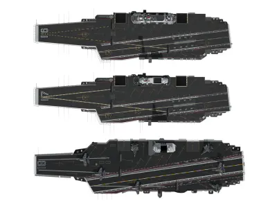 Chinese aircraft carriers CV16 CV17 CV18 with carrier-based aircraft fujian 3D model