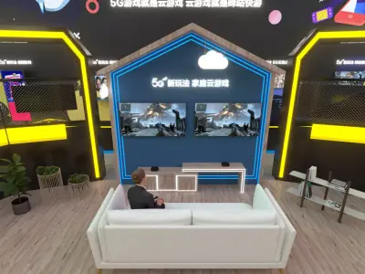 Futuristic Gaming Booth Exhibition 3D Model 3D model