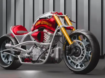 Custom Chopper Motorcycle 3D model purchase