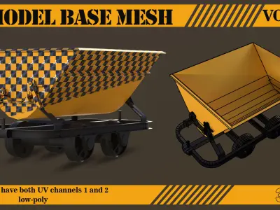 10 Wagon models Base Mesh - VOL01 Low-poly 3D model