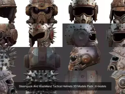Steampunk And Wasteland Tactical Helmets 3D Models Pack