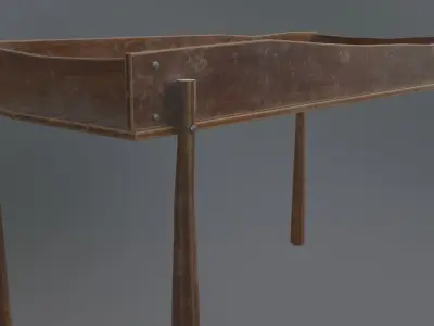 Stand 3d wooden tray with metal legs 3D model