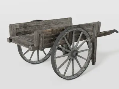 Old station wheelbarrow Low-poly 3D model