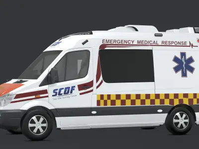 SCDF Mercedes benz Sprinter Emergency Ambulance 3D model