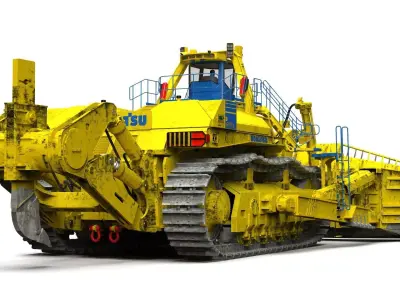 Komatsu Crawler Ripper Dozer D675E 3D model