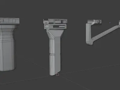 Rifle Gun Foregrip Accessory Pack Low-poly 3D model