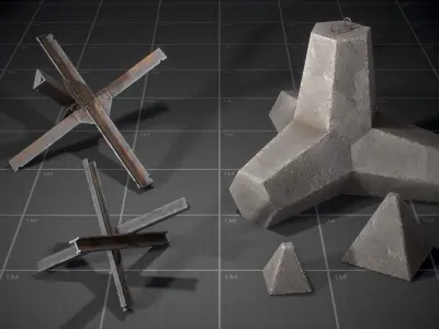 Anti-tank Barriers Low-poly 3D model