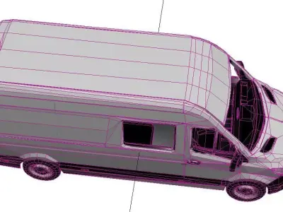 Mercedes Sprinter 2019 High Roof Low Poly Van Model Low-poly 3D model