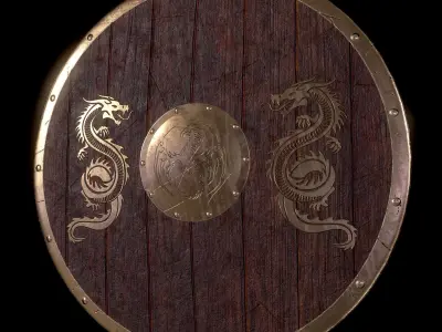 Dragon medieval shield Low-poly 3D model