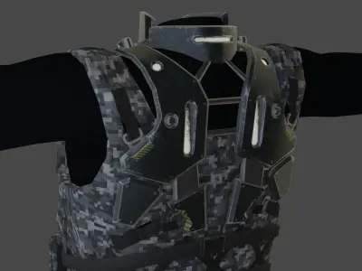 Tactical tech wear Vest Low-poly 3D model