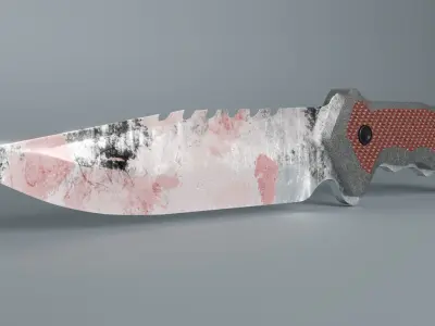 Knife 3D model with blood mark Low-poly 3D model