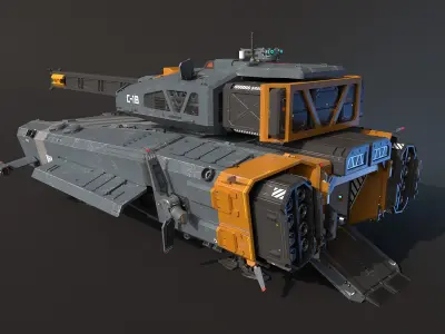 Spaceship Tank Low-poly 3D model