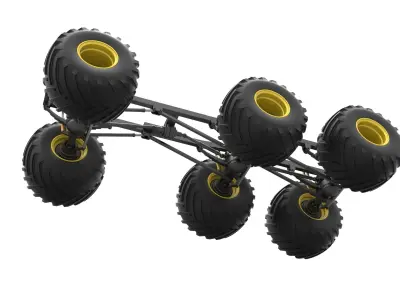 Chassis of 6x6 Monster Truck Version 2 Scale 1 to 25 3D print model