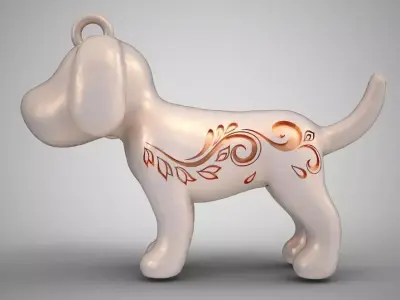 Patterned Flower Dog Necklace 3D print model