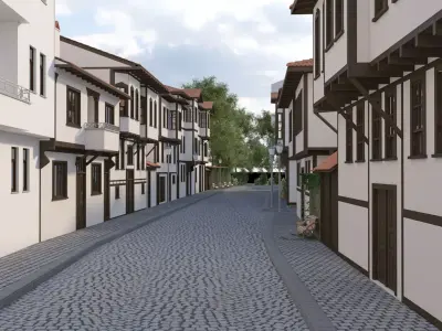  Traditional Street Modeling Low-poly 3D model