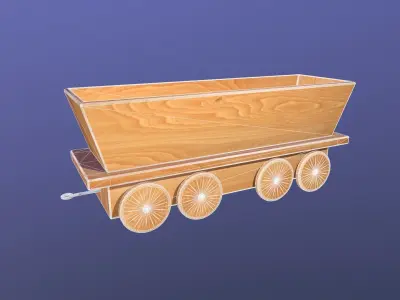 Wooden Toy Train - Container Wagon 002 Low-poly 3D model