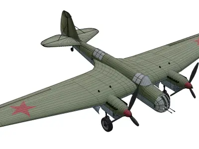 Tupolev SB 2Bis M-103 Low-poly 3D model