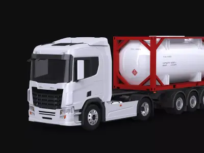 Euro Truck and ISO 20 Tanker Trailer 3D model