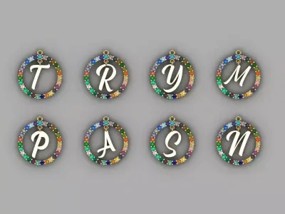  Letters pendants Low-poly 3D model