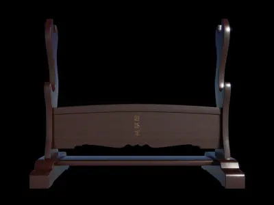 Katana Samurai Sword with Stand Low-poly 3D model