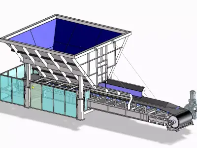 Hopper feeder for aggregates 3D model