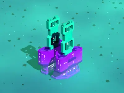 Modular Low-Poly Stylized Sci-Fi Building - Mega Structure Free low-poly 3D model