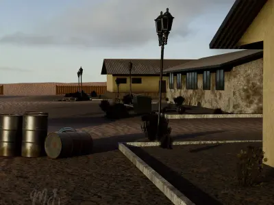 Abandoned Desert Housing Complex Full Environment Scene 3D model