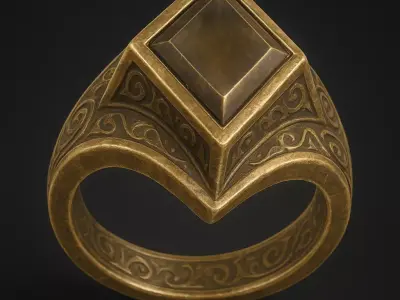 Mystical Gold Ring 3D Model Fantasy Jewelry FBX 3D model